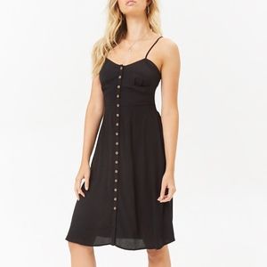 Black Midi Button Dress NWOT